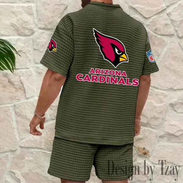 Arizona Cardinals Men's Waffle Knit Short Sleeve Slim Fit Soft Summer And Shorts BSPTWHZSS312 - Image 6