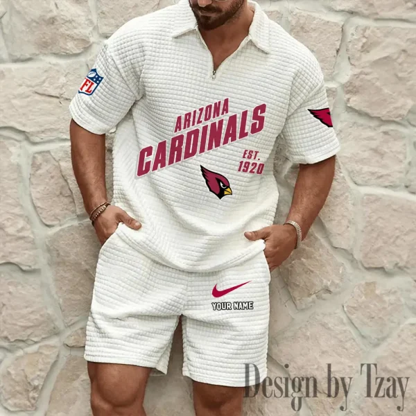 Arizona Cardinals Men's Waffle Knit Short Sleeve Slim Fit Soft Summer And Shorts BSPTWHZSS312 - Image 7