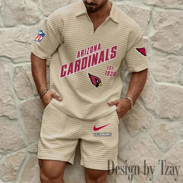 Arizona Cardinals Men's Waffle Knit Short Sleeve Slim Fit Soft Summer And Shorts BSPTWHZSS312 - Image 9