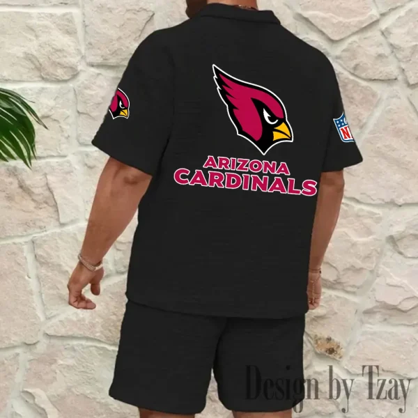 Arizona Cardinals Men's Waffle Knit Short Sleeve Slim Fit Soft Summer And Shorts BSPTWHZSS312 - Image 2