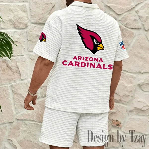 Arizona Cardinals Men's Waffle Knit Short Sleeve Slim Fit Soft Summer And Shorts BSPTWHZSS312 - Image 8