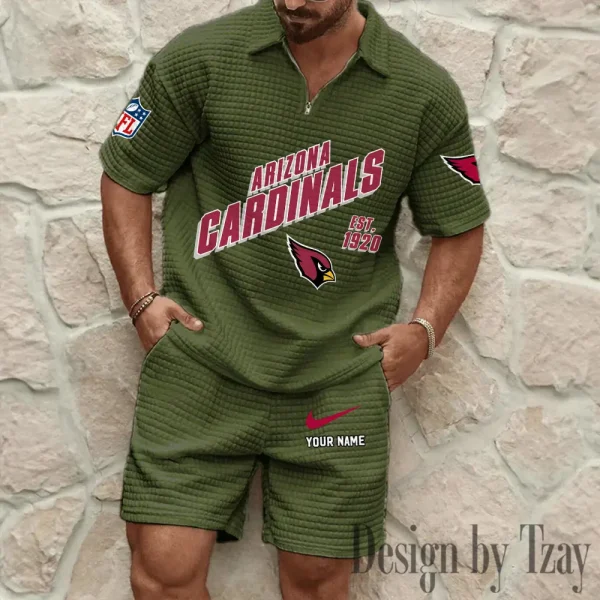 Arizona Cardinals Men's Waffle Knit Short Sleeve Slim Fit Soft Summer And Shorts BSPTWHZSS312 - Image 5