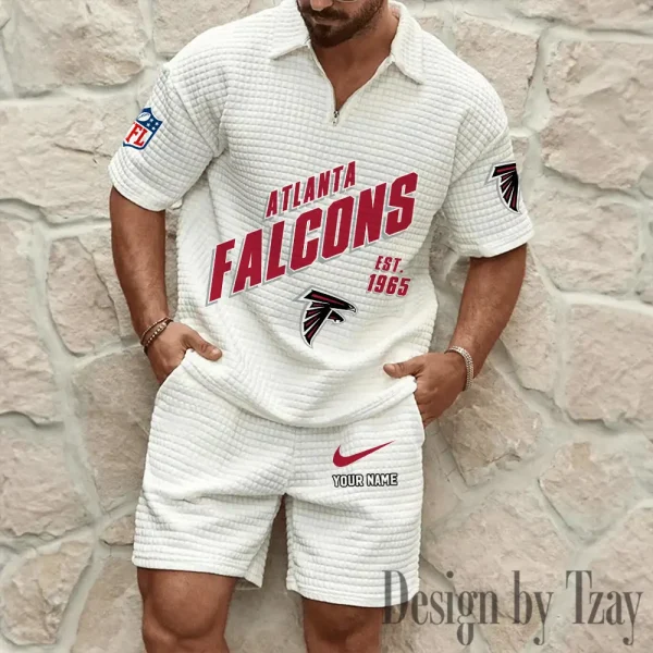 Atlanta Falcons Men's Waffle Knit Short Sleeve Slim Fit Soft Summer And Shorts BSPTWHZSS313