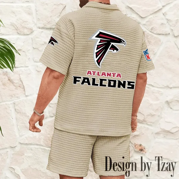 Atlanta Falcons Men's Waffle Knit Short Sleeve Slim Fit Soft Summer And Shorts BSPTWHZSS313 - Image 4