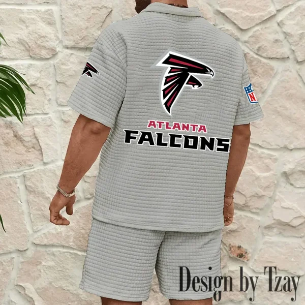 Atlanta Falcons Men's Waffle Knit Short Sleeve Slim Fit Soft Summer And Shorts BSPTWHZSS313 - Image 6