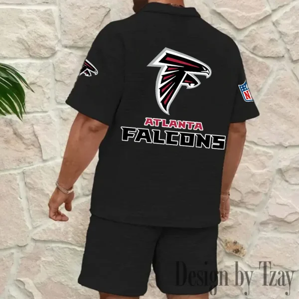 Atlanta Falcons Men's Waffle Knit Short Sleeve Slim Fit Soft Summer And Shorts BSPTWHZSS313 - Image 8