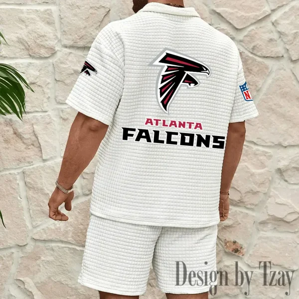 Atlanta Falcons Men's Waffle Knit Short Sleeve Slim Fit Soft Summer And Shorts BSPTWHZSS313 - Image 2