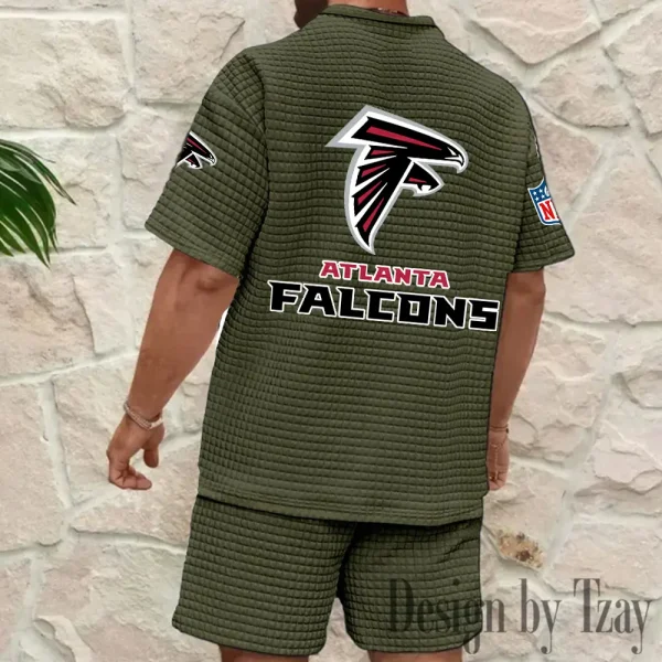 Atlanta Falcons Men's Waffle Knit Short Sleeve Slim Fit Soft Summer And Shorts BSPTWHZSS313 - Image 10