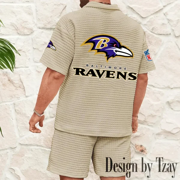 Baltimore Ravens Men's Waffle Knit Short Sleeve Slim Fit Soft Summer And Shorts BSPTWHZSS314 - Image 4