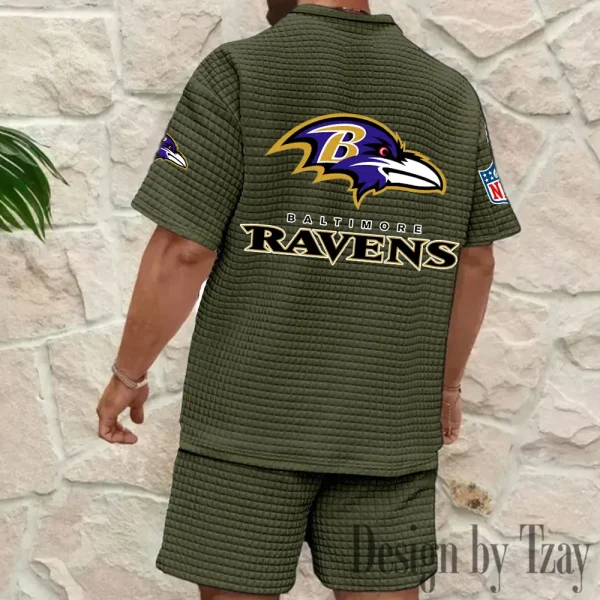 Baltimore Ravens Men's Waffle Knit Short Sleeve Slim Fit Soft Summer And Shorts BSPTWHZSS314 - Image 6