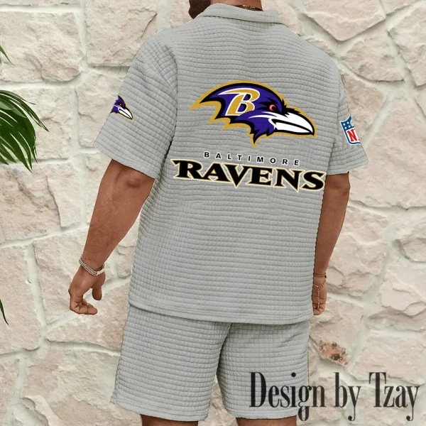 Baltimore Ravens Men's Waffle Knit Short Sleeve Slim Fit Soft Summer And Shorts BSPTWHZSS314 - Image 10