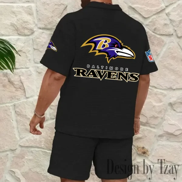 Baltimore Ravens Men's Waffle Knit Short Sleeve Slim Fit Soft Summer And Shorts BSPTWHZSS314 - Image 2