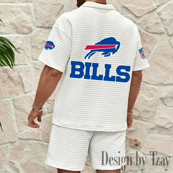 Buffalo Bills Men's Waffle Knit Short Sleeve Slim Fit Soft Summer And Shorts BSPTWHZSS315 - Image 4