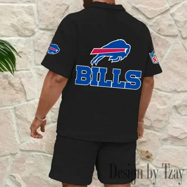 Buffalo Bills Men's Waffle Knit Short Sleeve Slim Fit Soft Summer And Shorts BSPTWHZSS315 - Image 2