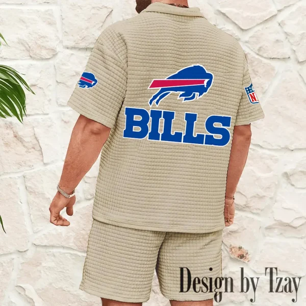 Buffalo Bills Men's Waffle Knit Short Sleeve Slim Fit Soft Summer And Shorts BSPTWHZSS315 - Image 10
