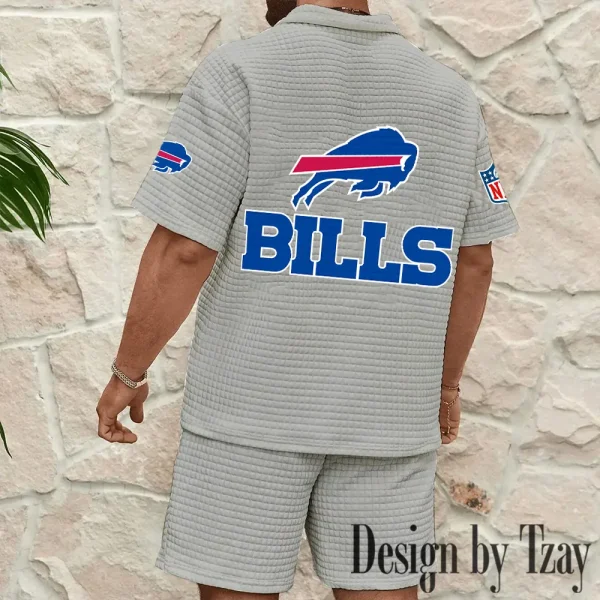 Buffalo Bills Men's Waffle Knit Short Sleeve Slim Fit Soft Summer And Shorts BSPTWHZSS315 - Image 6