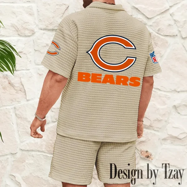 Chicago Bears Men's Waffle Knit Short Sleeve Slim Fit Soft Summer And Shorts BSPTWHZSS317 - Image 4