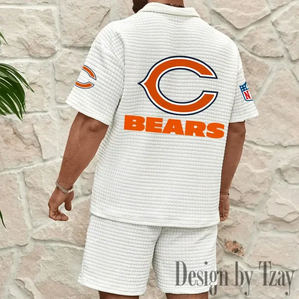Chicago Bears Men's Waffle Knit Short Sleeve Slim Fit Soft Summer And Shorts BSPTWHZSS317 - Image 6