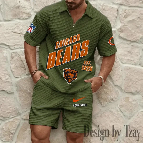 Chicago Bears Men's Waffle Knit Short Sleeve Slim Fit Soft Summer And Shorts BSPTWHZSS317 - Image 7