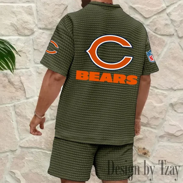 Chicago Bears Men's Waffle Knit Short Sleeve Slim Fit Soft Summer And Shorts BSPTWHZSS317 - Image 8
