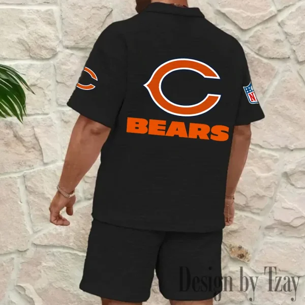 Chicago Bears Men's Waffle Knit Short Sleeve Slim Fit Soft Summer And Shorts BSPTWHZSS317 - Image 2