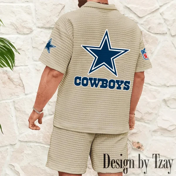 Dallas Cowboys Men's Waffle Knit Short Sleeve Slim Fit Soft Summer And Shorts BSPTWHZSS320 - Image 2
