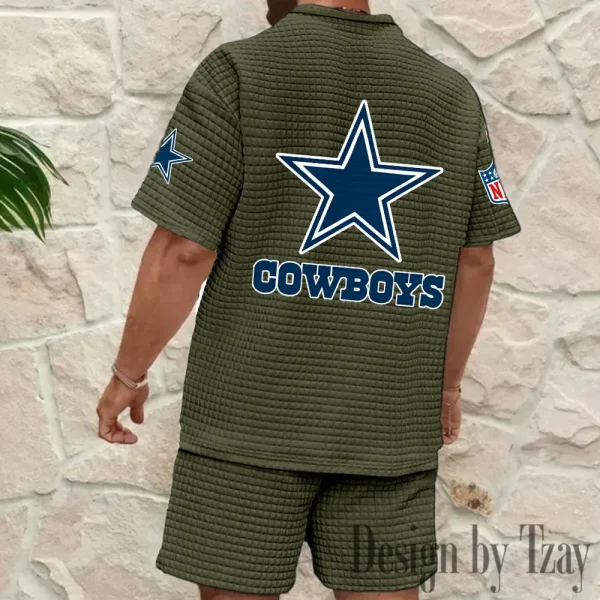 Dallas Cowboys Men's Waffle Knit Short Sleeve Slim Fit Soft Summer And Shorts BSPTWHZSS320 - Image 8