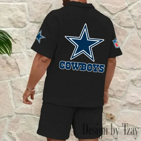 Dallas Cowboys Men's Waffle Knit Short Sleeve Slim Fit Soft Summer And Shorts BSPTWHZSS320 - Image 4