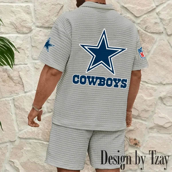 Dallas Cowboys Men's Waffle Knit Short Sleeve Slim Fit Soft Summer And Shorts BSPTWHZSS320 - Image 9