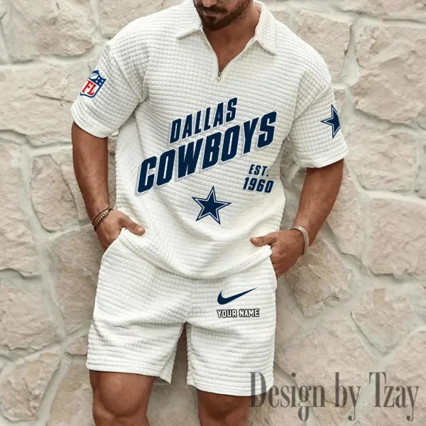 Dallas Cowboys Men's Waffle Knit Short Sleeve Slim Fit Soft Summer And Shorts BSPTWHZSS320 - Image 6