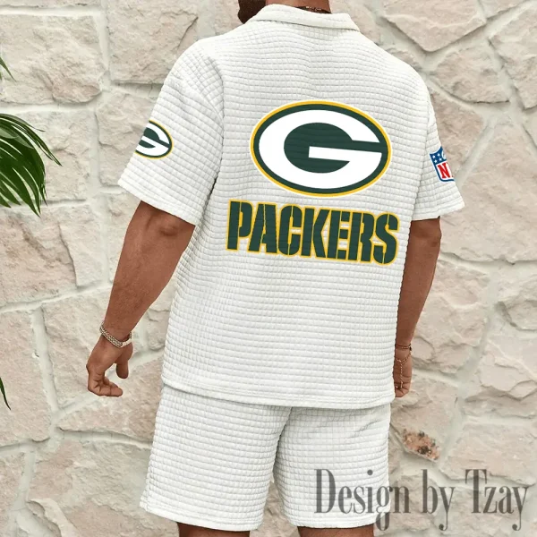 Green Bay Packers Men's Waffle Knit Short Sleeve Slim Fit Soft Summer And Shorts BSPTWHZSS323 - Image 10