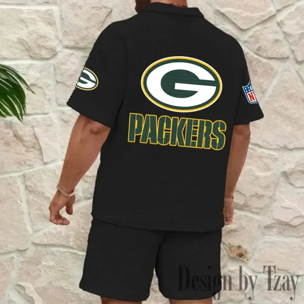 Green Bay Packers Men's Waffle Knit Short Sleeve Slim Fit Soft Summer And Shorts BSPTWHZSS323 - Image 7