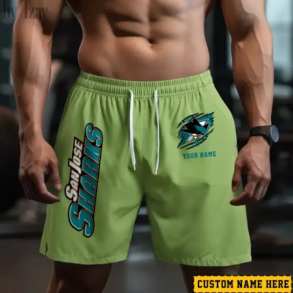 San Jose Sharks Men's Shorts Badminton Sports Shorts Summer SPTMBSS053 - Image 2