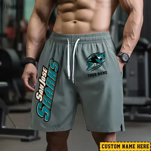 San Jose Sharks Men's Shorts Badminton Sports Shorts Summer SPTMBSS053 - Image 4