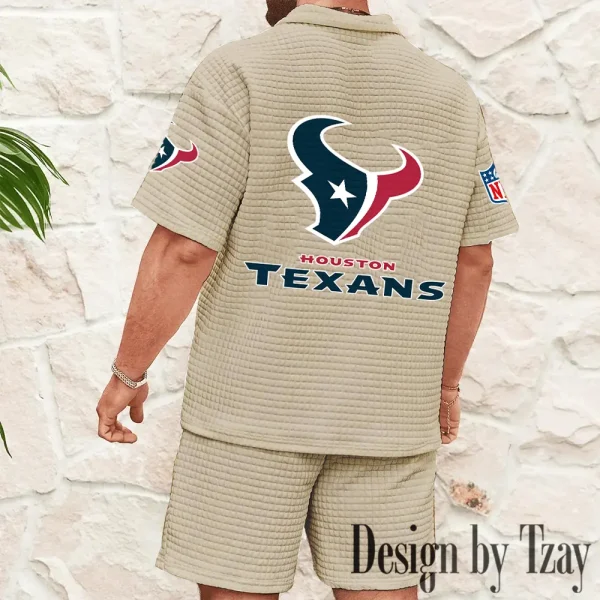 Houston Texans Men's Waffle Knit Short Sleeve Slim Fit Soft Summer And Shorts BSPTWHZSS324 - Image 8