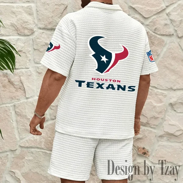 Houston Texans Men's Waffle Knit Short Sleeve Slim Fit Soft Summer And Shorts BSPTWHZSS324 - Image 10