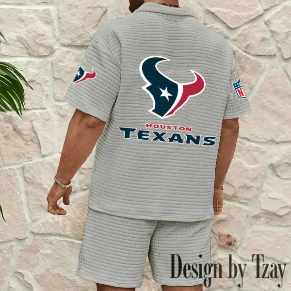 Houston Texans Men's Waffle Knit Short Sleeve Slim Fit Soft Summer And Shorts BSPTWHZSS324 - Image 6