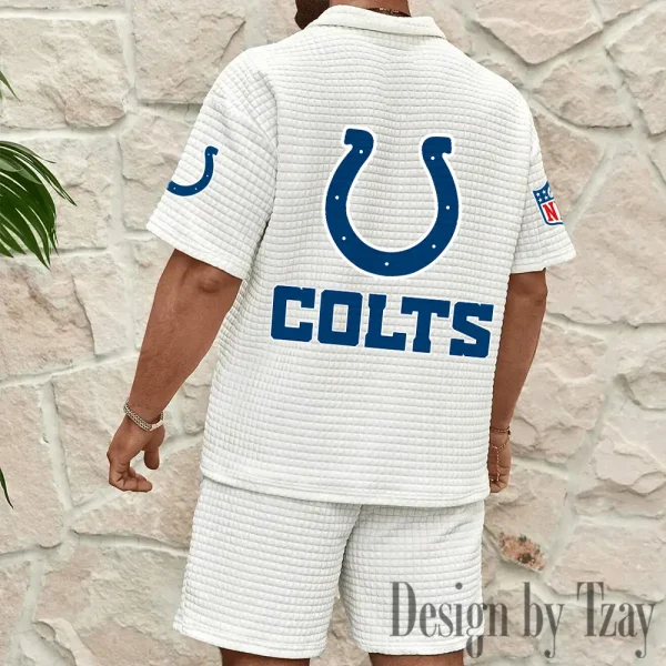 Indianapolis Colts Men's Waffle Knit Short Sleeve Slim Fit Soft Summer And Shorts BSPTWHZSS325 - Image 4