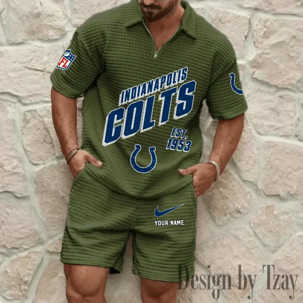 Indianapolis Colts Men's Waffle Knit Short Sleeve Slim Fit Soft Summer And Shorts BSPTWHZSS325 - Image 5