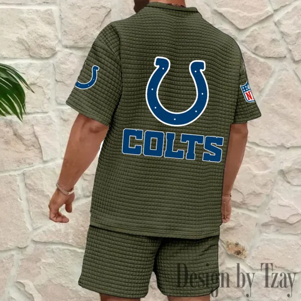 Indianapolis Colts Men's Waffle Knit Short Sleeve Slim Fit Soft Summer And Shorts BSPTWHZSS325 - Image 6