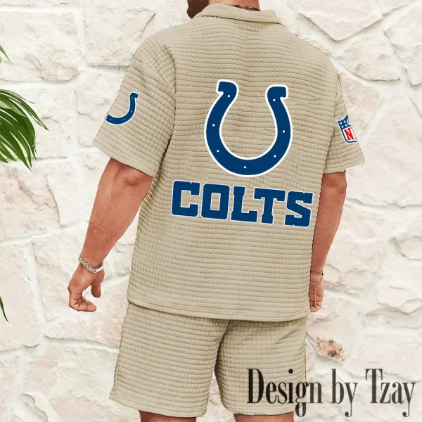 Indianapolis Colts Men's Waffle Knit Short Sleeve Slim Fit Soft Summer And Shorts BSPTWHZSS325 - Image 10