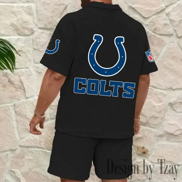 Indianapolis Colts Men's Waffle Knit Short Sleeve Slim Fit Soft Summer And Shorts BSPTWHZSS325 - Image 2