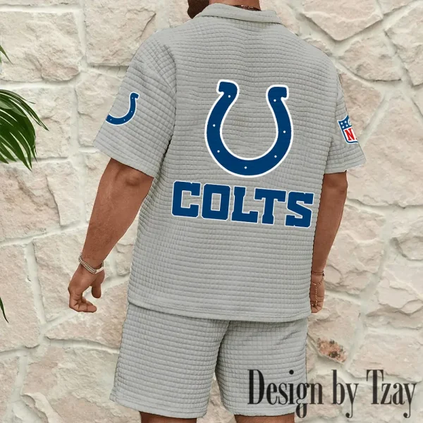 Indianapolis Colts Men's Waffle Knit Short Sleeve Slim Fit Soft Summer And Shorts BSPTWHZSS325 - Image 8