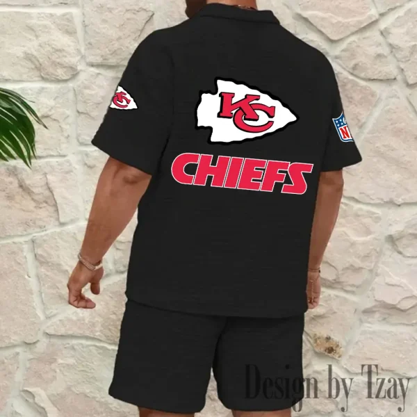 Kansas City Chiefs Men's Waffle Knit Short Sleeve Slim Fit Soft Summer And Shorts BSPTWHZSS327 - Image 4
