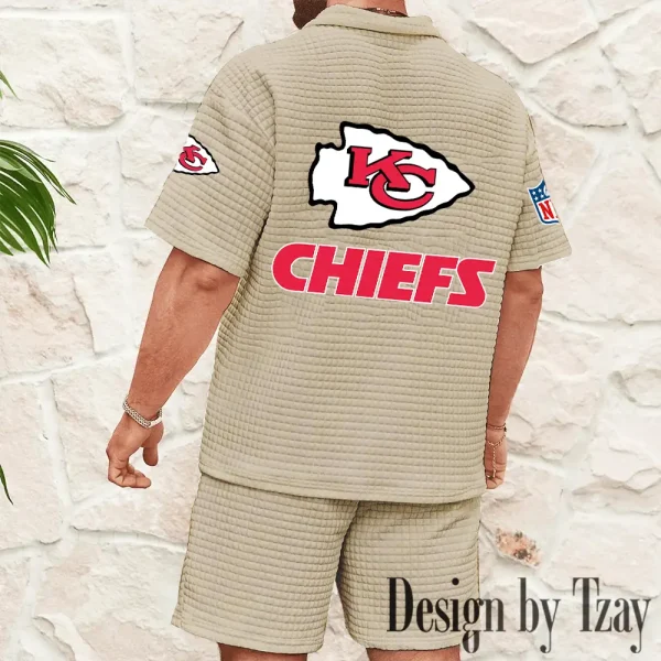 Kansas City Chiefs Men's Waffle Knit Short Sleeve Slim Fit Soft Summer And Shorts BSPTWHZSS327 - Image 10