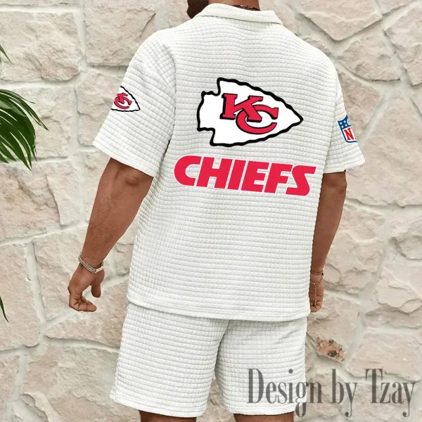Kansas City Chiefs Men's Waffle Knit Short Sleeve Slim Fit Soft Summer And Shorts BSPTWHZSS327 - Image 6