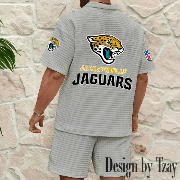 Jacksonville Jaguars Men's Waffle Knit Short Sleeve Slim Fit Soft Summer And Shorts BSPTWHZSS326 - Image 4