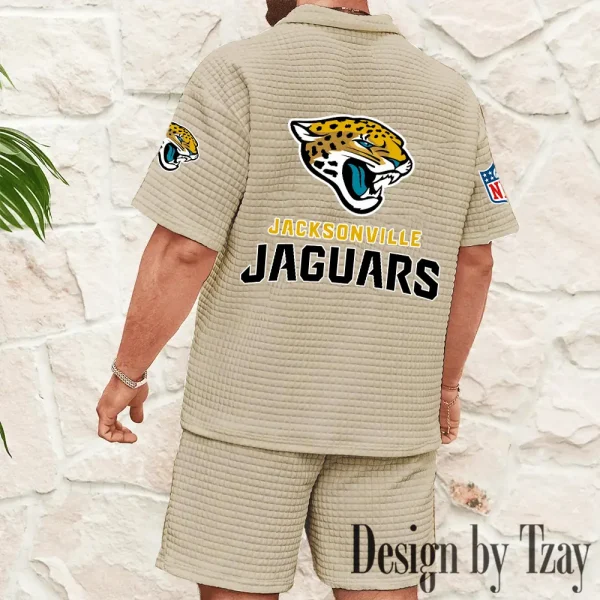 Jacksonville Jaguars Men's Waffle Knit Short Sleeve Slim Fit Soft Summer And Shorts BSPTWHZSS326 - Image 6