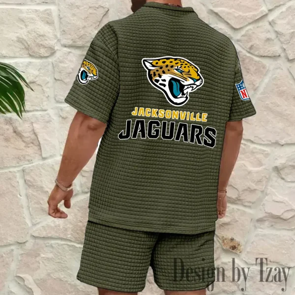 Jacksonville Jaguars Men's Waffle Knit Short Sleeve Slim Fit Soft Summer And Shorts BSPTWHZSS326 - Image 8