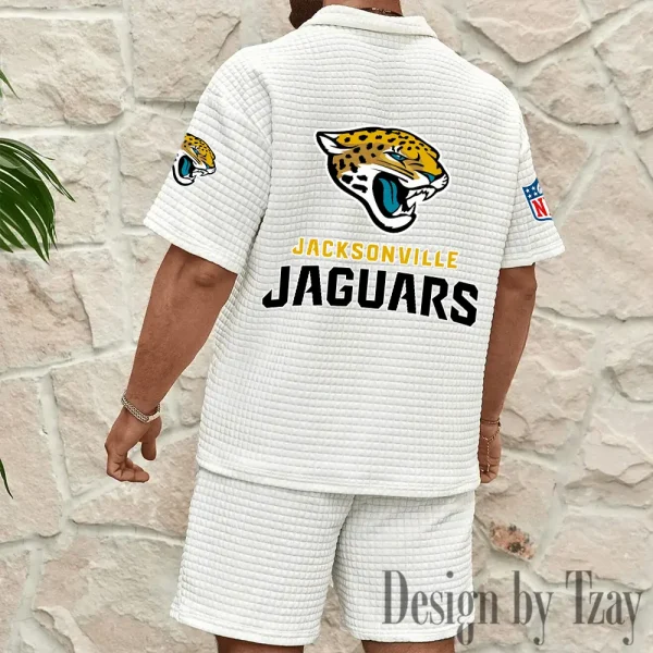 Jacksonville Jaguars Men's Waffle Knit Short Sleeve Slim Fit Soft Summer And Shorts BSPTWHZSS326 - Image 2